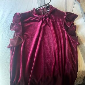 Velvet burgundy flutter sleeve